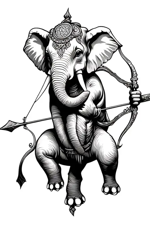 Elephant Holding Bow And Arrow