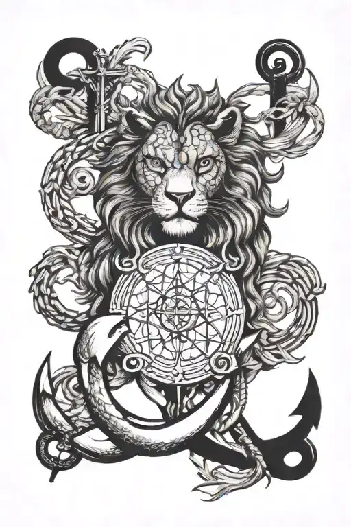 The Fourt Virtues Of Stoicism Lion Owl Anchor Scale