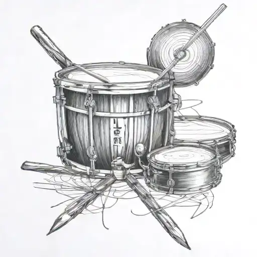 Thin Drumsticks Intertwined With A Drum In The Background