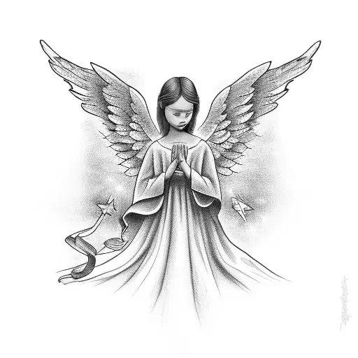 Angel And A Star In The Sky