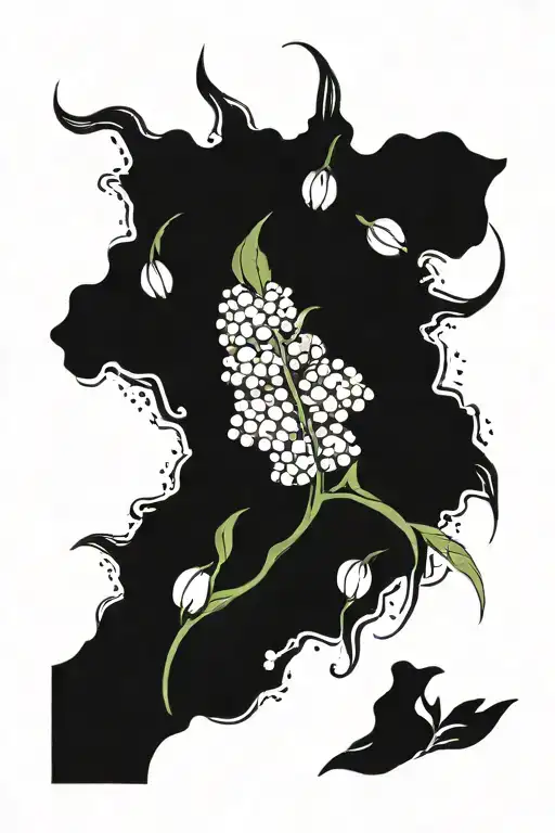 A Unique Design Combining Lily Of The Valley And Marigolds In A Cosmic-themed