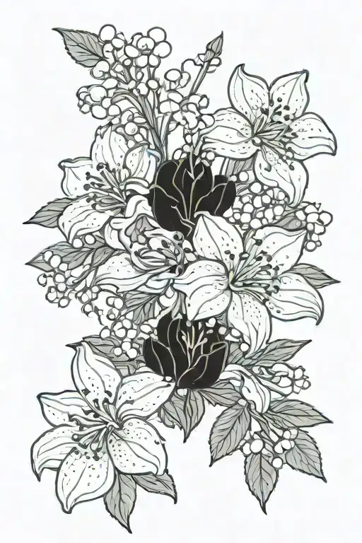 A Unique Design Combining Lily Of The Valley And Marigolds In A Cosmic-themed