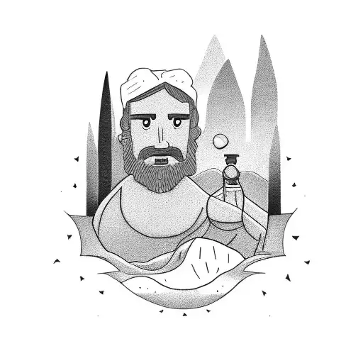 Father Walking In To The Sunset With His 3 Children