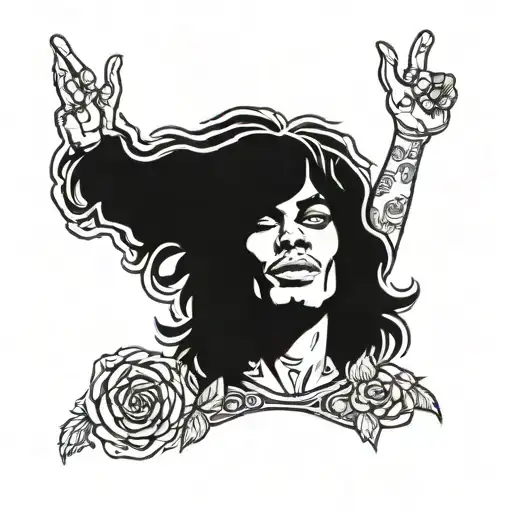 A Cartoon Portrait Of A Famous Member Of The 27 Club Surrounded By Peace And Love