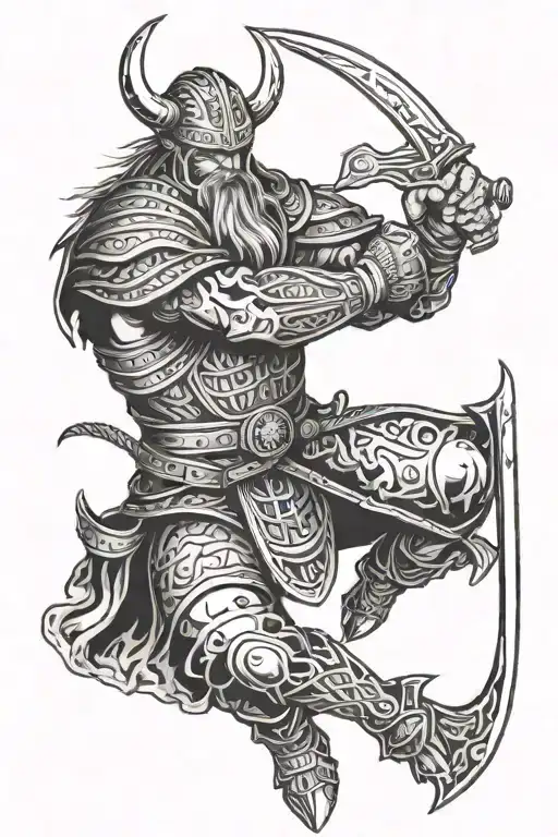 Death Personified As A Powerful Viking Warrior In A Striking Black-grey