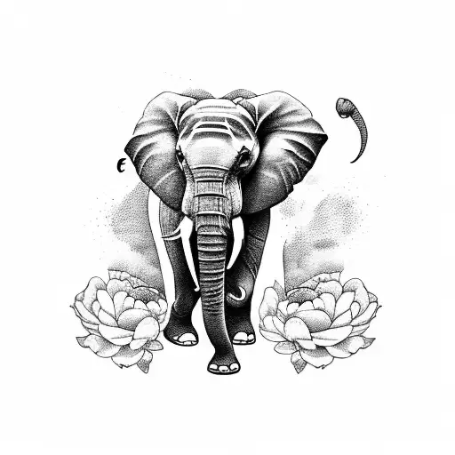 Elephant Holding Peony