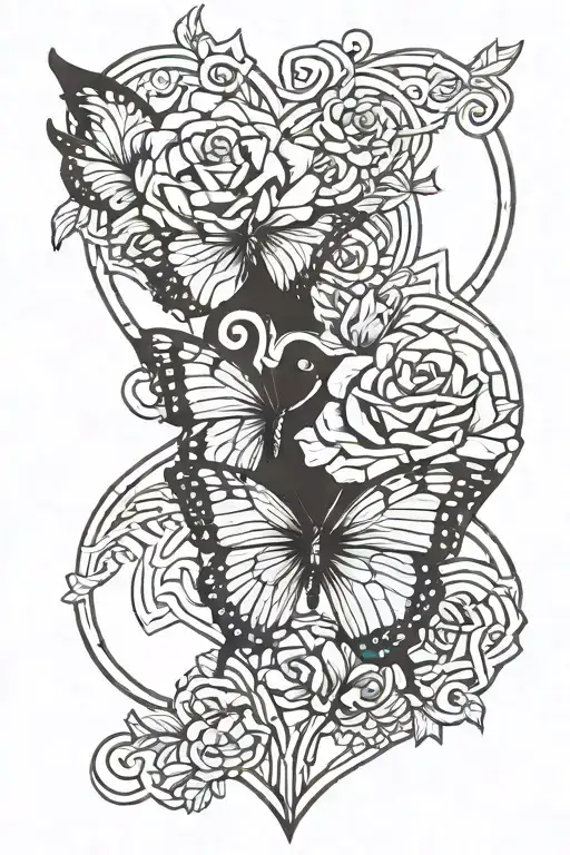 Butterfly Heart Violet Rose Intertwined