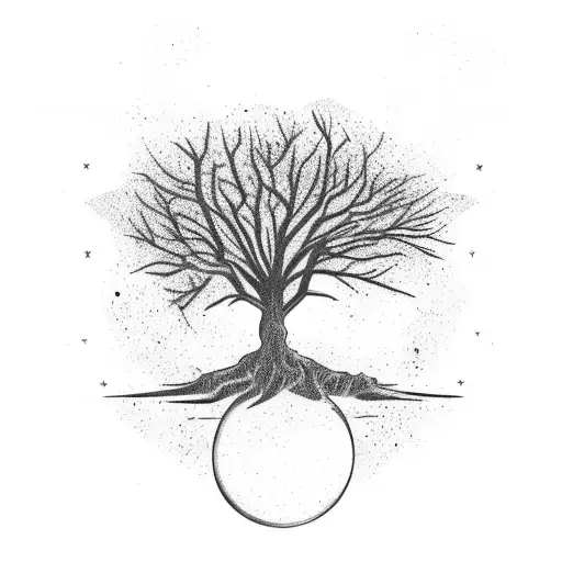 Tree With American Flag