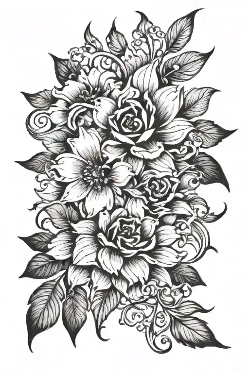 Thin Black And White Floral Pattern Spine