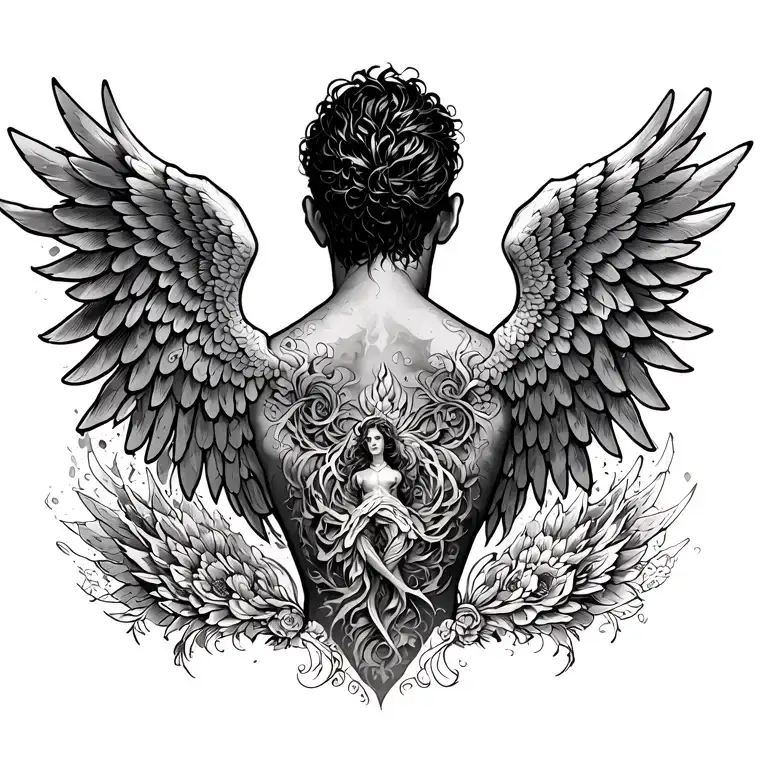 Wings On Upper Back And Something Cristian In Between Not To Big Wings