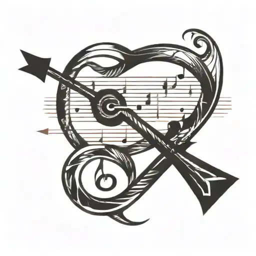 An Arrow Piercing Through A Musical Note Made Entirely