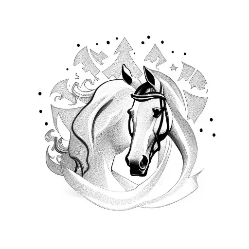 Black Usa With A Horse