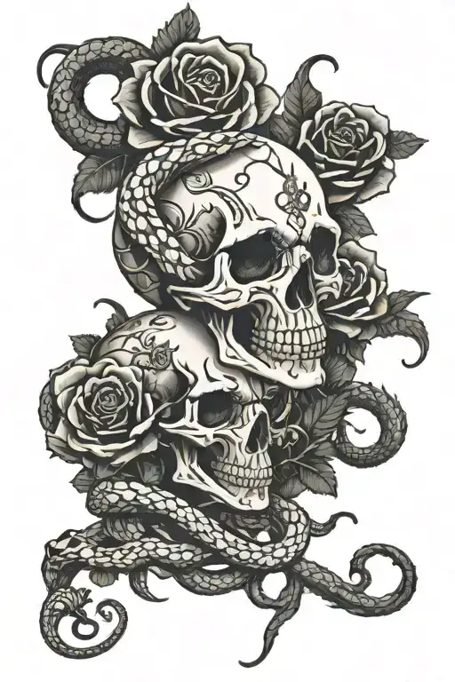 Skull Roses Snake Spiders
