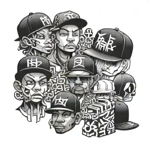 Graffiti Caps Mixed With Hip Hop Characters