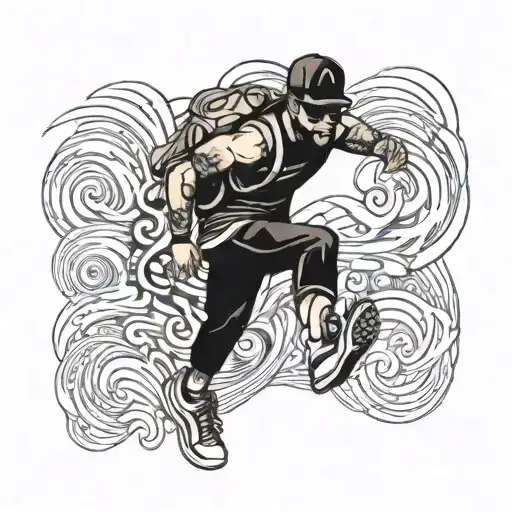 Running Guy With Cap Sunglasses Sneakers And Looks Happy