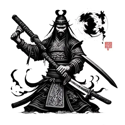 Samurai Holding Samurai Sword