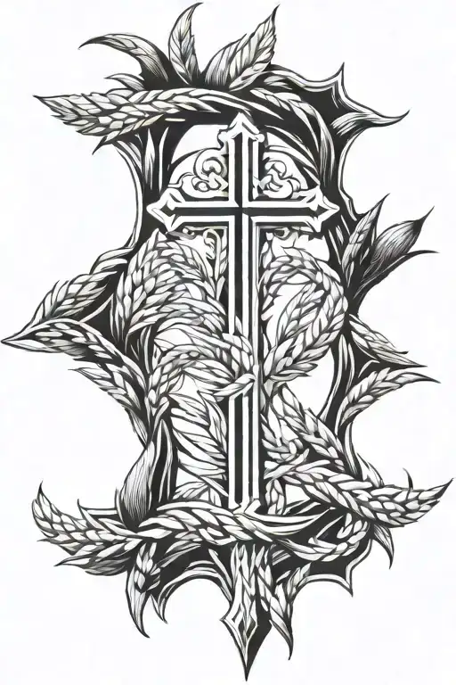 Catholic Cross Made Of Wheat Stalk