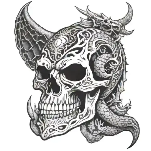 Skull And Dragon Shoulder