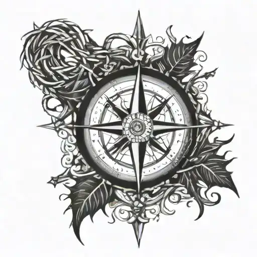 Compass Face With Crown Of Thorns