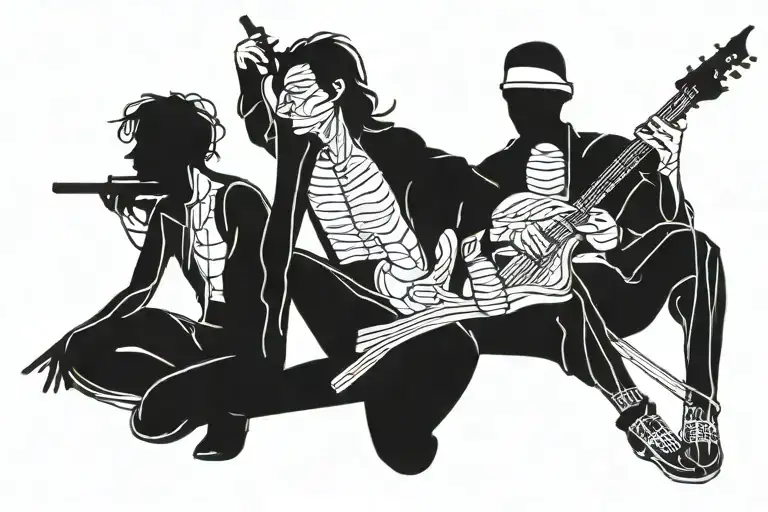 4 Stick Figures In A Line