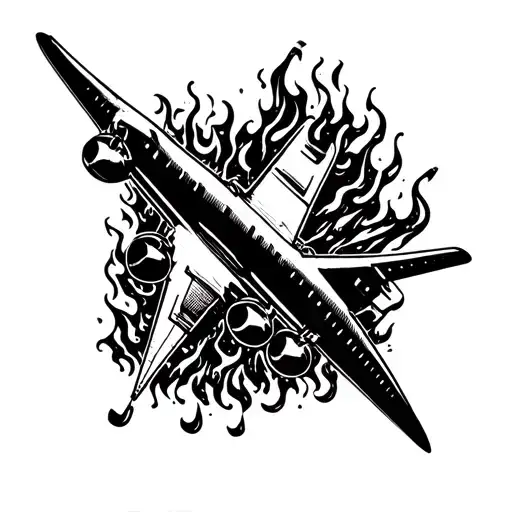 Airplane On Fire Painting Music Note