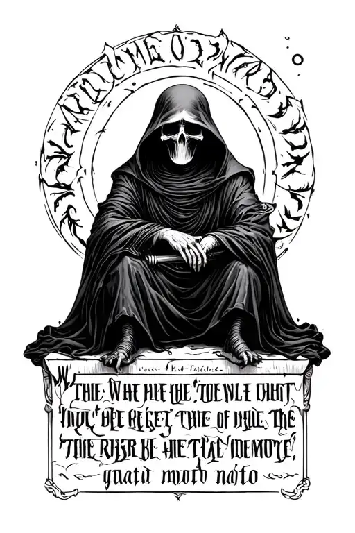 Momento Mori Words With Grim Reaper Sitting Sad