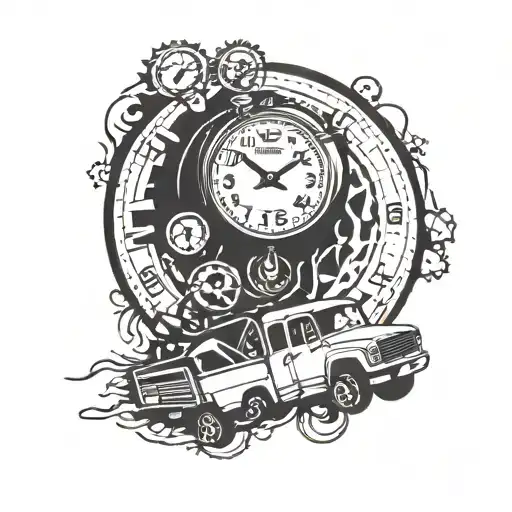 Clock With A Truck As The Face