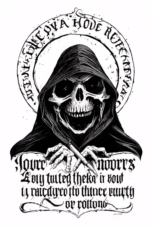 Momento Mori Words With Grim Reaper Sad Face Looking