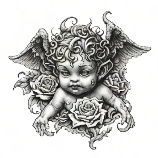 Cherub With Demon Mask