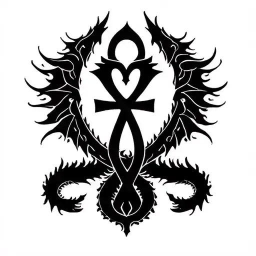 Ankh And Dragon Surrounded