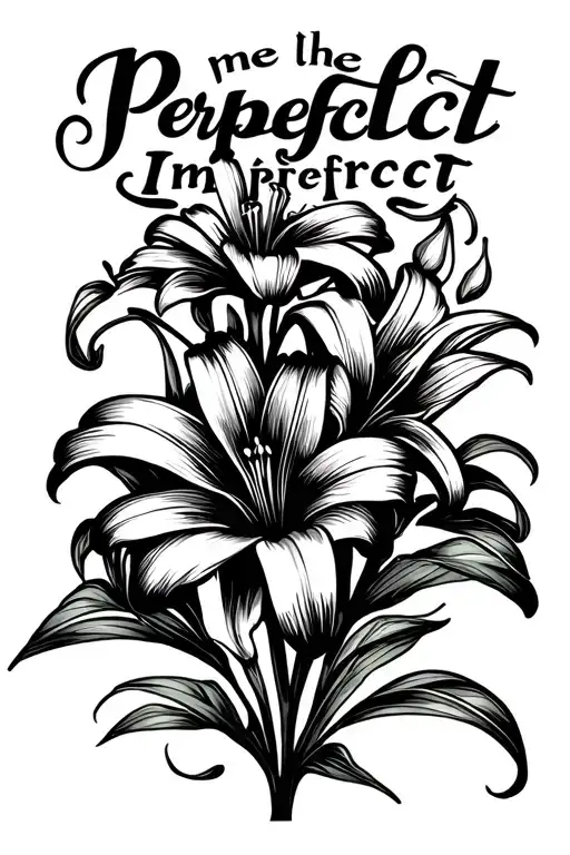 Can You Make Me A Tattoo Stencil Lily Flowers And The Words Perfectly Imperfect