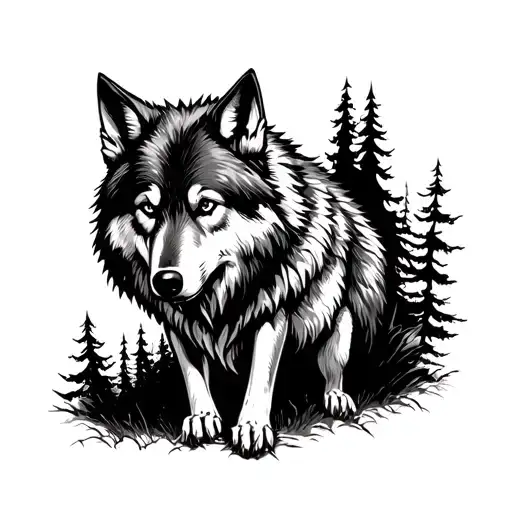 Wolf Scary Forest Background