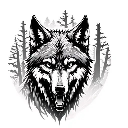Scary Wolf Scary Forest Background