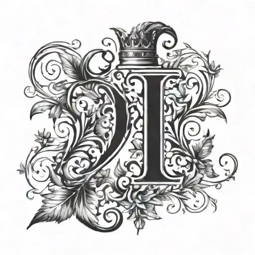 The Letter P Simulating A Vine And Above The P A Crown