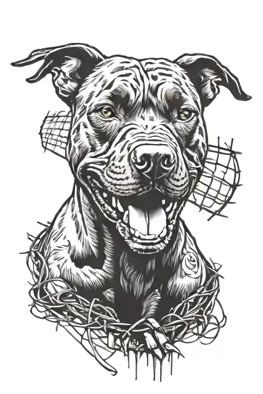 Pitbull Breaking Through Fence