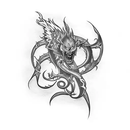 A Film Projector Projecting A Movie Reel With A Vampire And Phoenix Intertwined In The Film