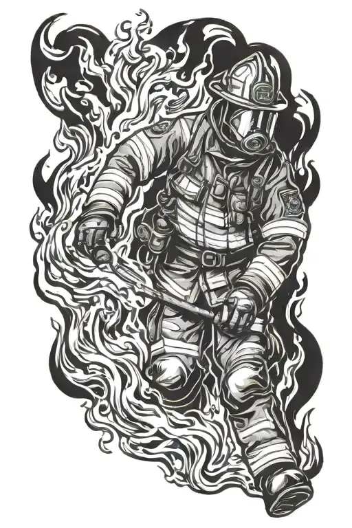 Firefighter Battling Flames