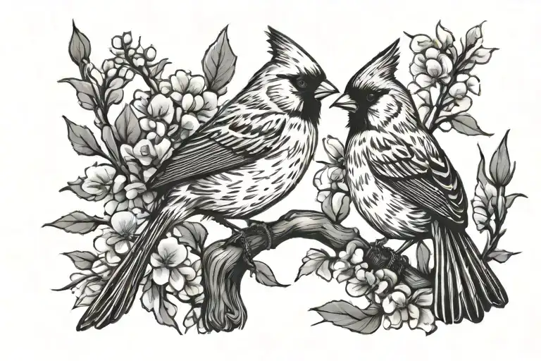 Cardinal And A Wren Kissing