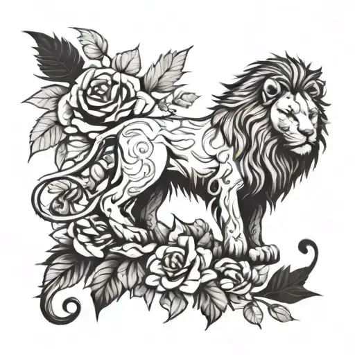 Lion With Flowers