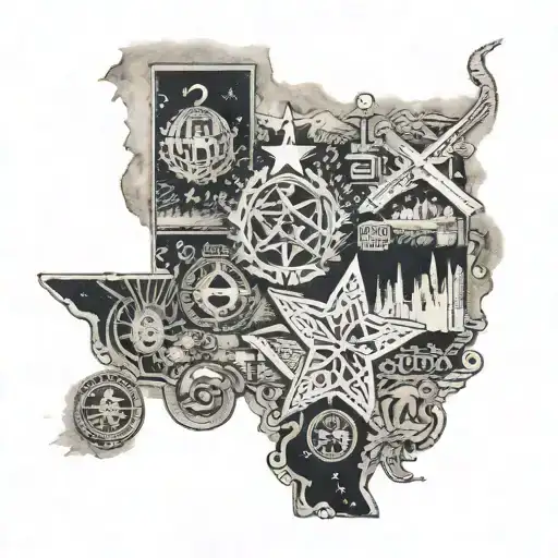 Map Of Texas With Logos Surrounding The Map In A Shaded Grey Wash Style