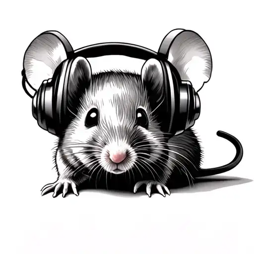 Mice With Headphones Listening To Music