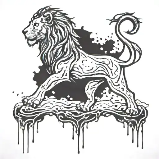 Lion Walking And Bleeding