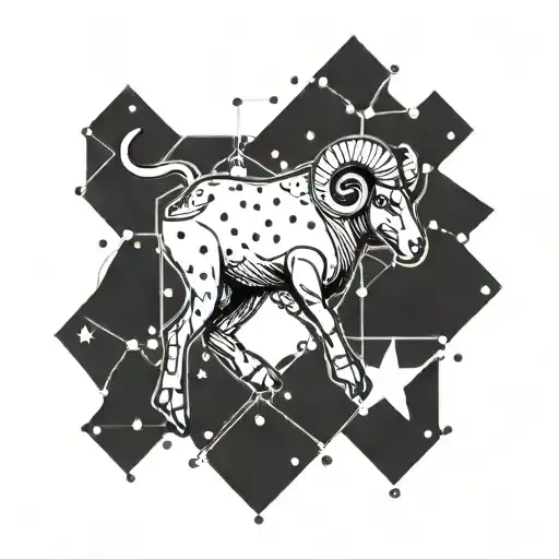 Aries Constellation Intertwined With Football Laces