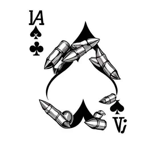 Ace Of Spades Card With Bullet Casings Scattered