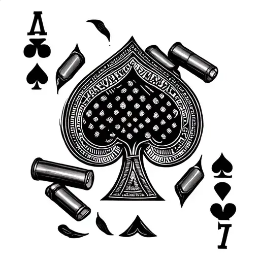 Ace Of Spades Card With Bullet Casings Scattered