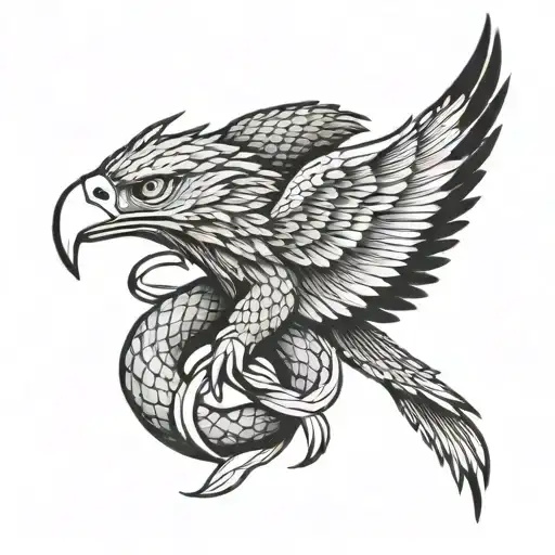 Eagle And Snake Coiled