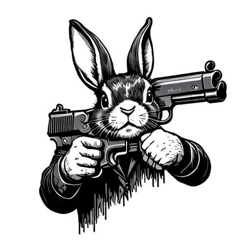 A Gangster Rabbit Holding A Tommy Gun