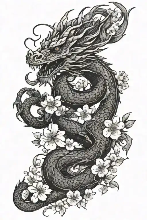Dragon With Cherry Blossoms