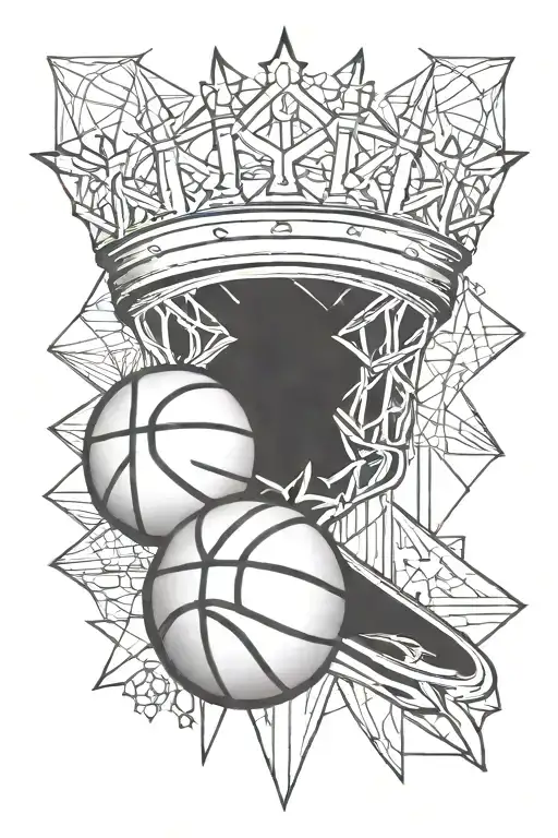 Basketball Football Crown Geometric Design Incorporating