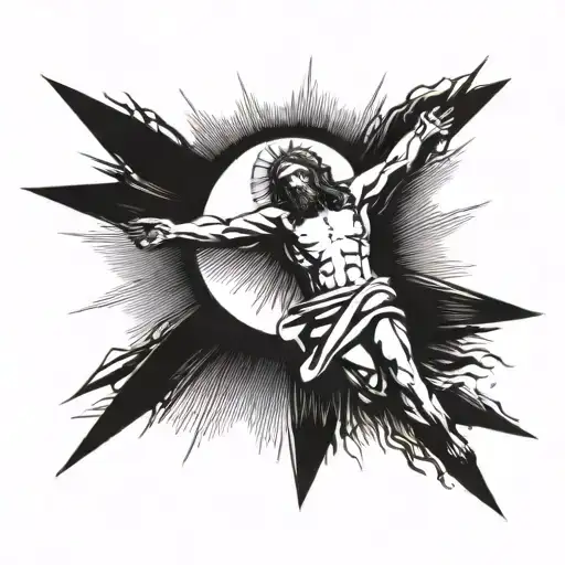 Jesus On The Cross With Sun Shining